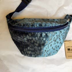 Sac banane en velours "bleu" - Taille L - fait main