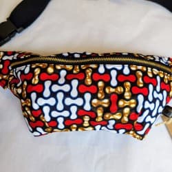 Sac banane Wax "rouge-blanc" - Taille M - fait main