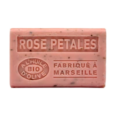 Savon rose petales exfoliant à l'huile d'olive aop-bio