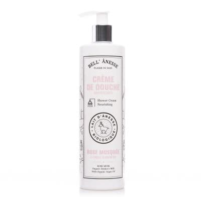 Crème de douche rose musquée au lait d'ânesse bio 400ml - bell' ânesse en provence