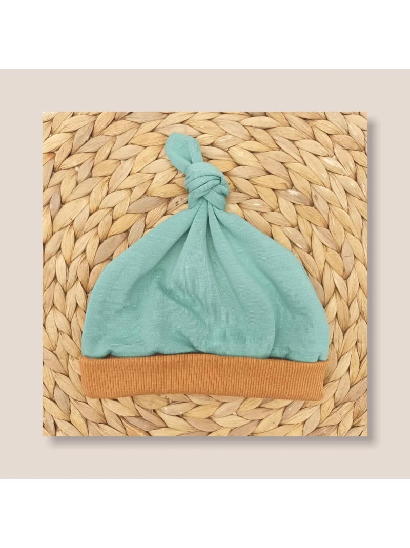 Bonnet évolutif avec noeud Menthe 0-6 mois
