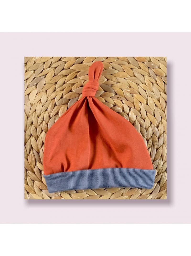 Bonnet évolutif avec noeud Brique 12mois-3ans