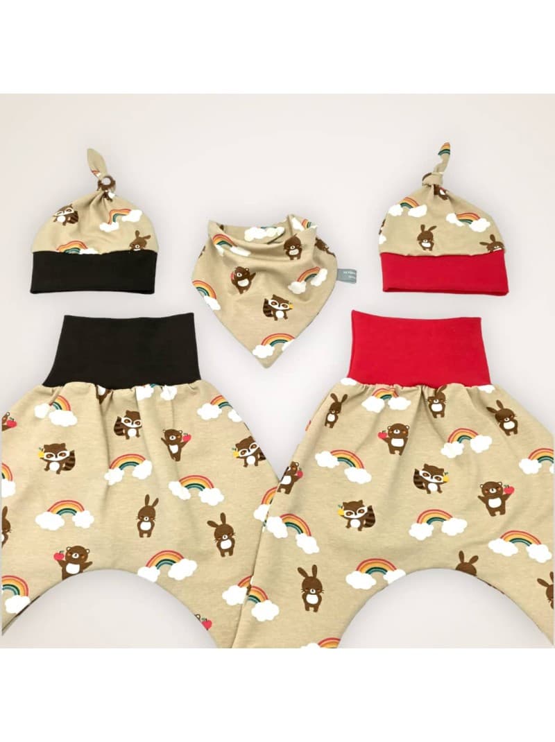 Bonnet évolutif avec noeud Pomme d'amour Rouge 0-6 mois