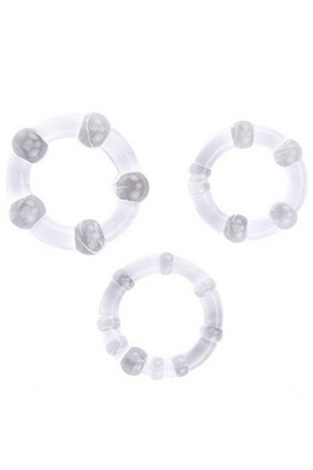 Pack 3 cockring transparents avec billes