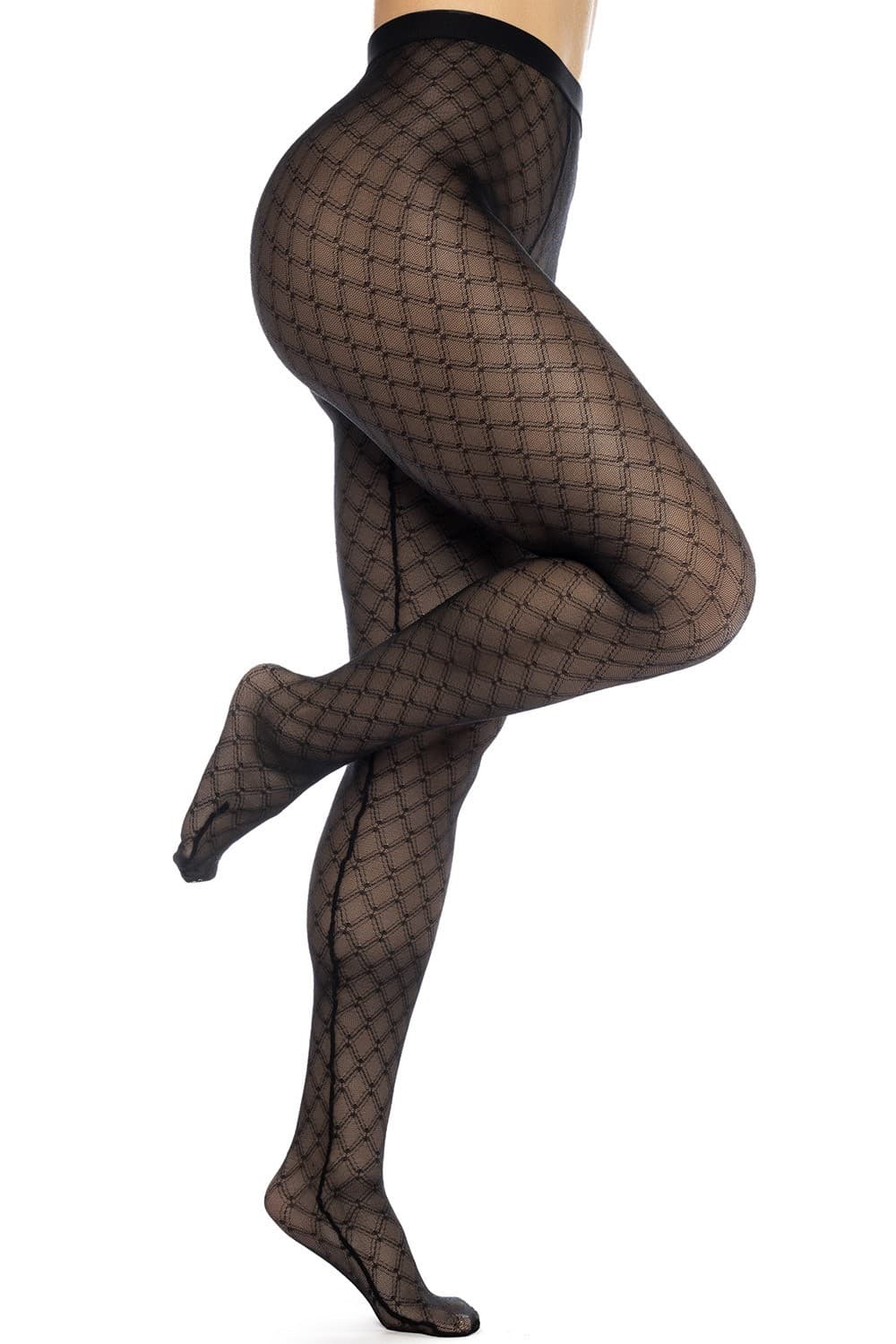 Collant en résille noire transparente