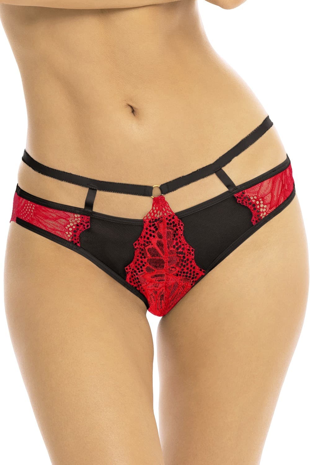 Tanga échancré rouge et noir