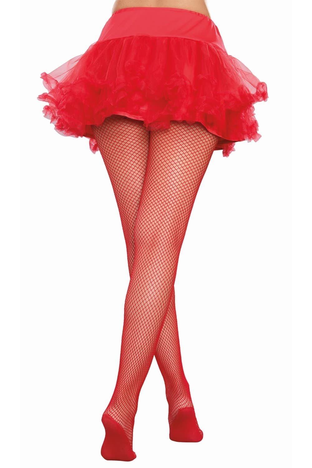 Collant résille rouge avec pieds renforcés