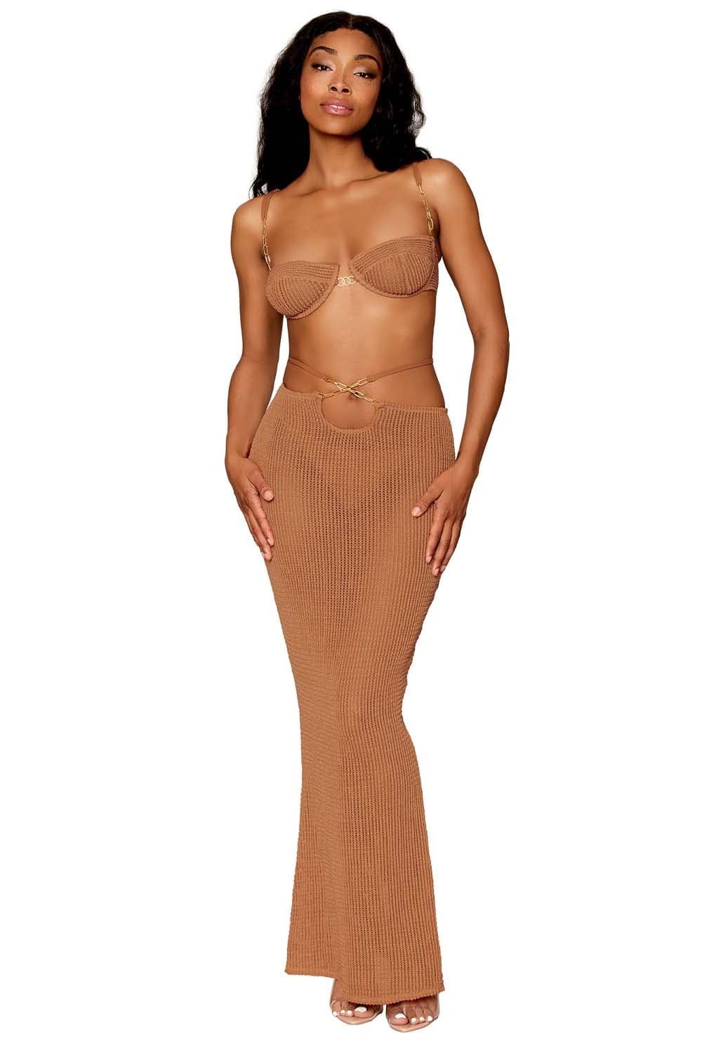 Ensemble cuivré avec chaînes dorées