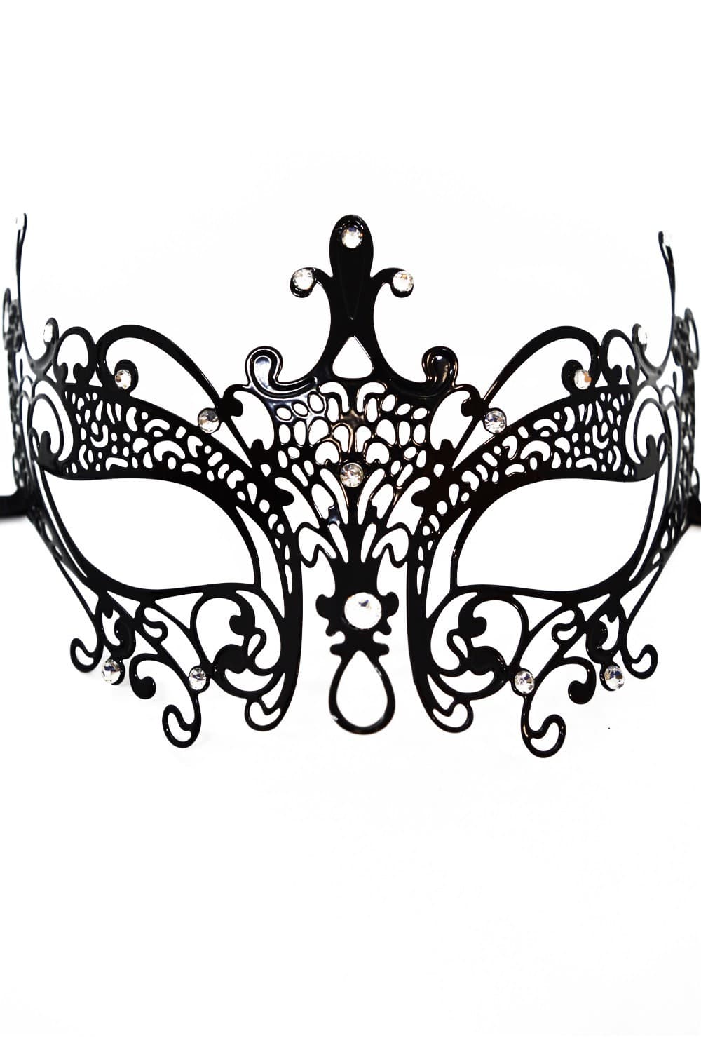 Masque vénitien Lucia rigide noir avec strass