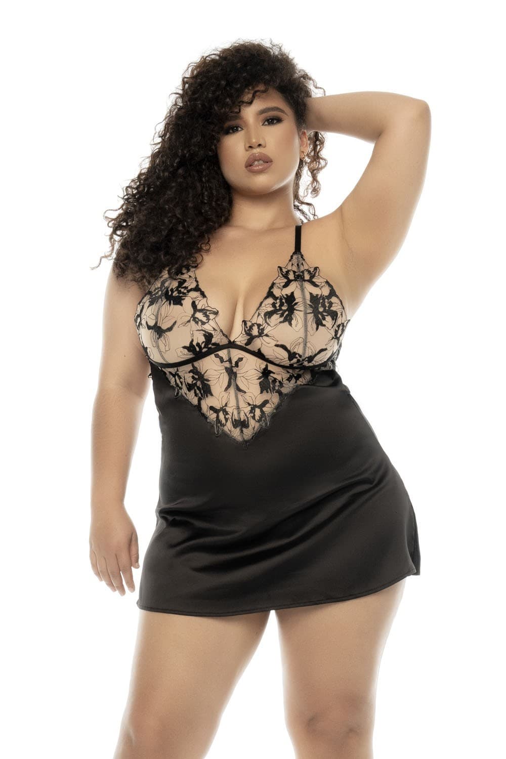 Nuisette noir et chair grande taille Laurel dos nu