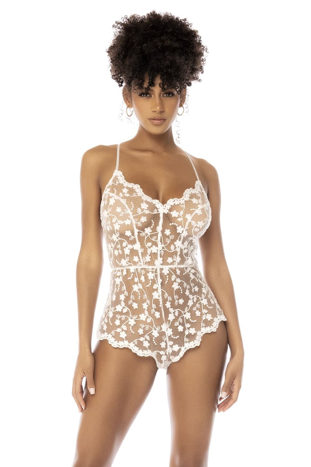 Body blanc en dentelle transparente Celina
