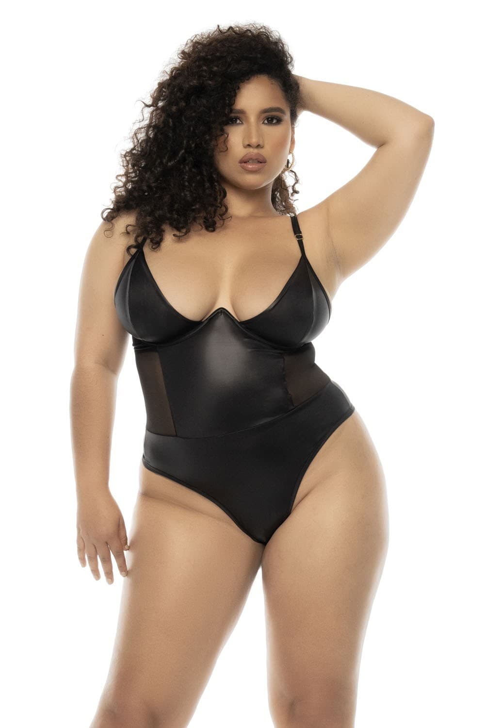 Bodystring noir effet cuir grande taille Bibi