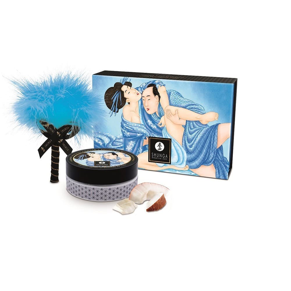 Coffret poudre corporelle coco et plumeau