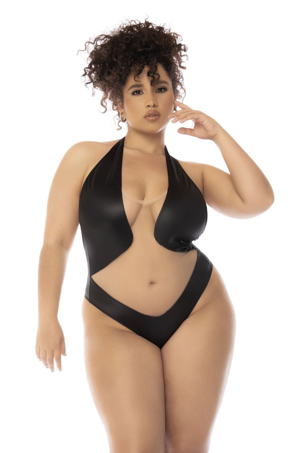 Body dos nu Romy grande taille noir et chair