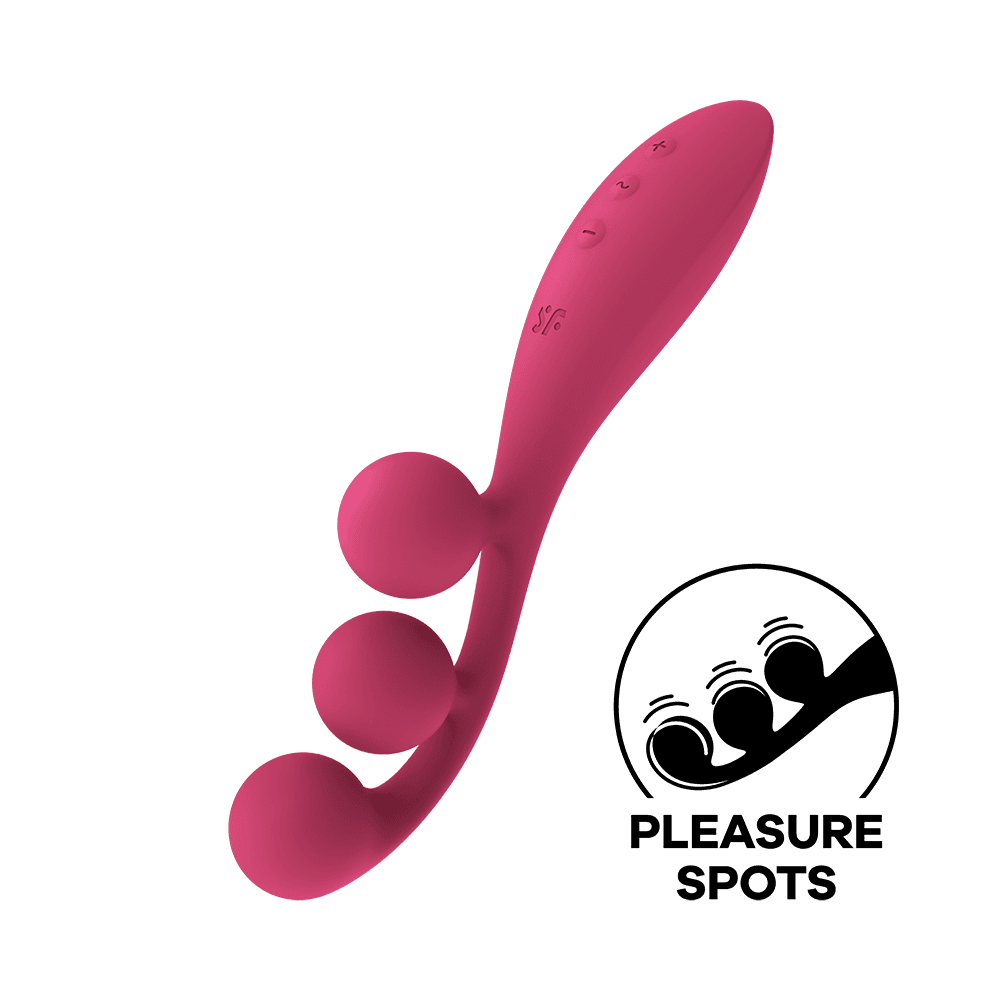 Vibromasseur triple stimulation flexible, anal, vaginale, clitoridienne Tri Ball rouge USB Satisfyer - CC597817