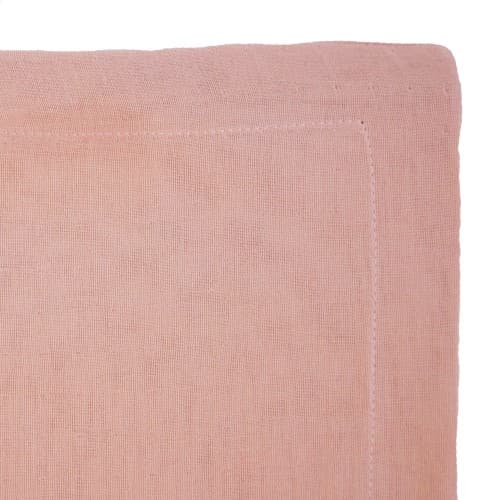 Taie d'oreiller en gaze de coton bio rose poudre 65 cm x 65 cm
