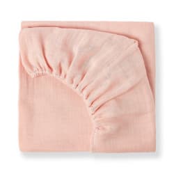 Drap housse en gaze de coton bio rose poudre