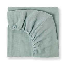 Drap housse en gaze de coton vert sauge