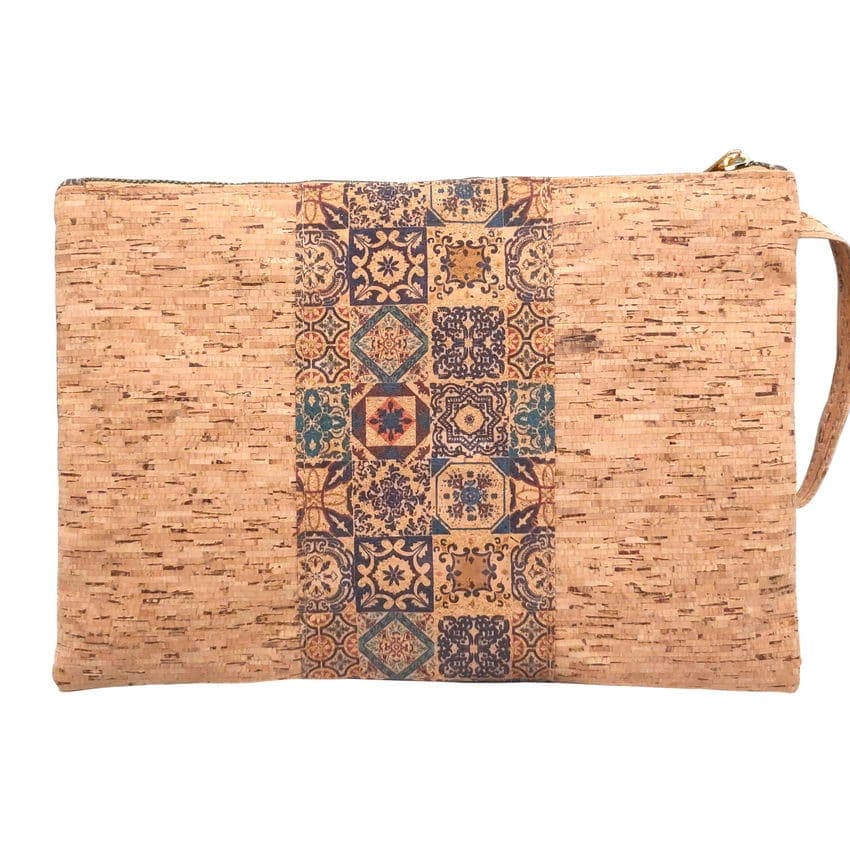Pochette à main en liège en motif arabesque pour femmes