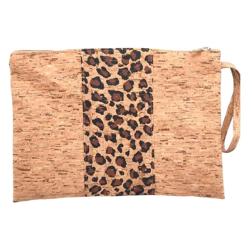 Pochette à main en liège pour femmes à motif léopard