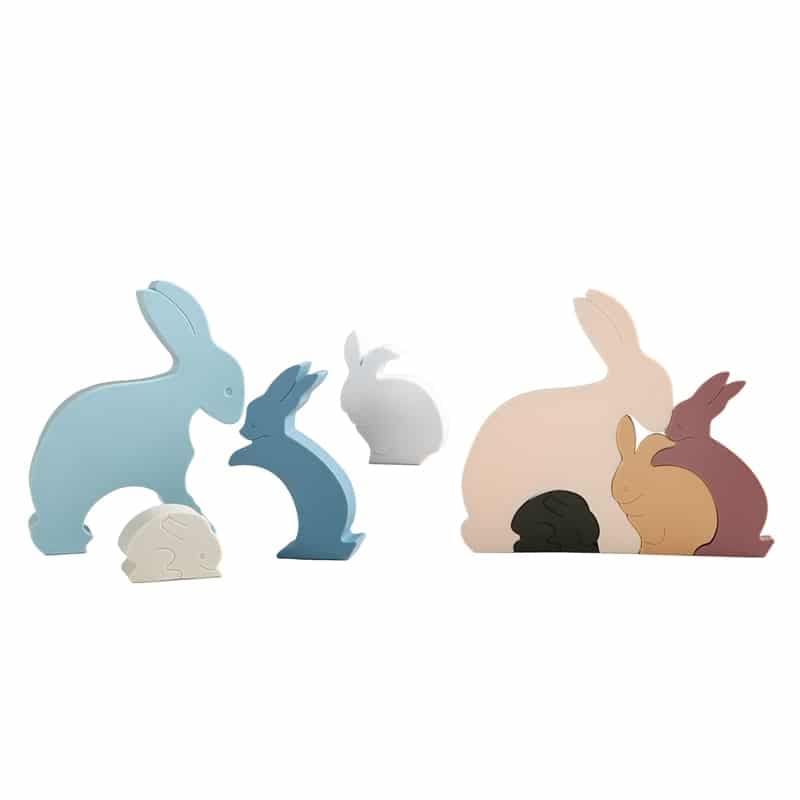 Jouets éducatifs puzzle en silicone lapin pour enfants Marron