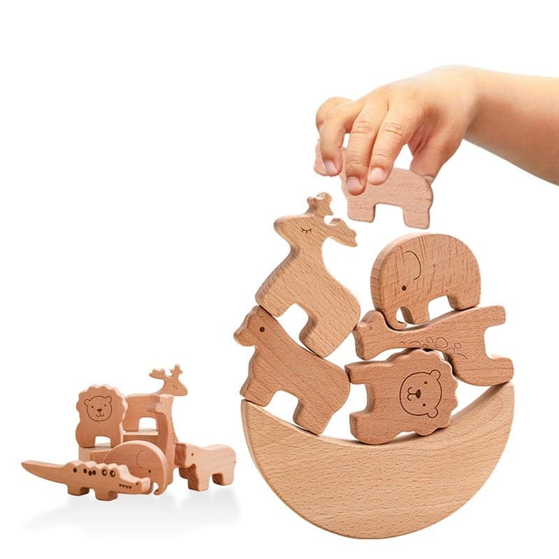 Jeu d'inspiration Montessori d'équilibre avec animaux et lune