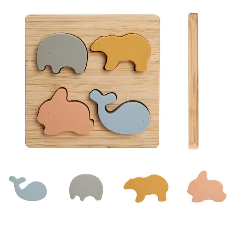 Jouet d'inspiration Montessori formes animales en bois
