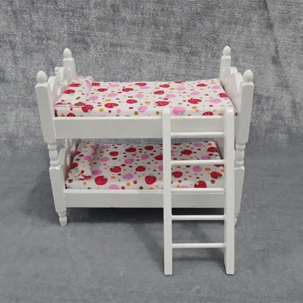 Maison de Poupée en Bois Petit Lit Superposé pour Enfants