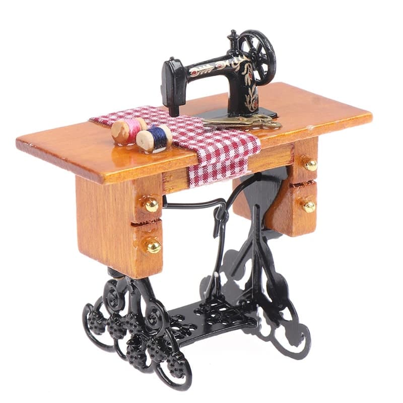 Maison de Poupée en Bois Machine à Coudre Miniature