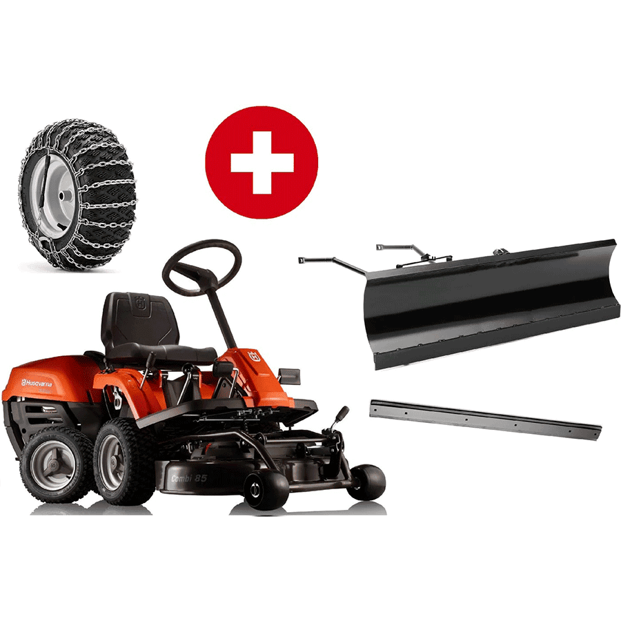 husqvarna frontmaher r 112c5 mit mahdeck combi 85 winterpaket mit schneeschild gummileiste und schneeketten modell 2025 neu