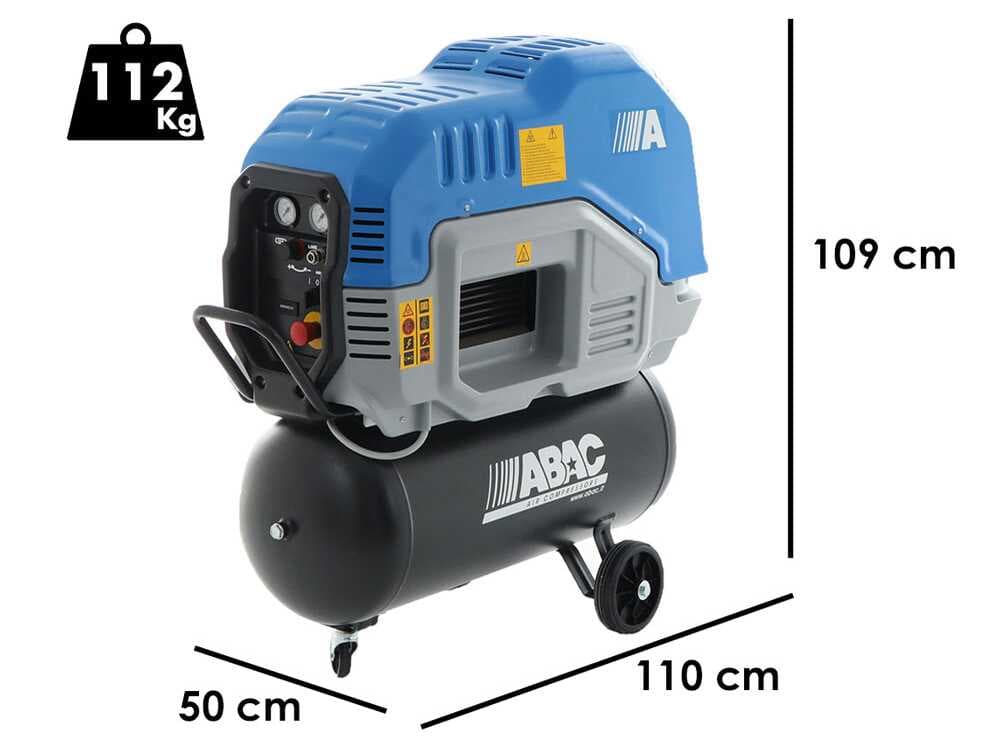 ABAC SPINN D2.2 90W 10 230/50 â Einphasiger schallgedĂ€mpfter Schraubenkompressor â 3 PS Motor â 90 Liter