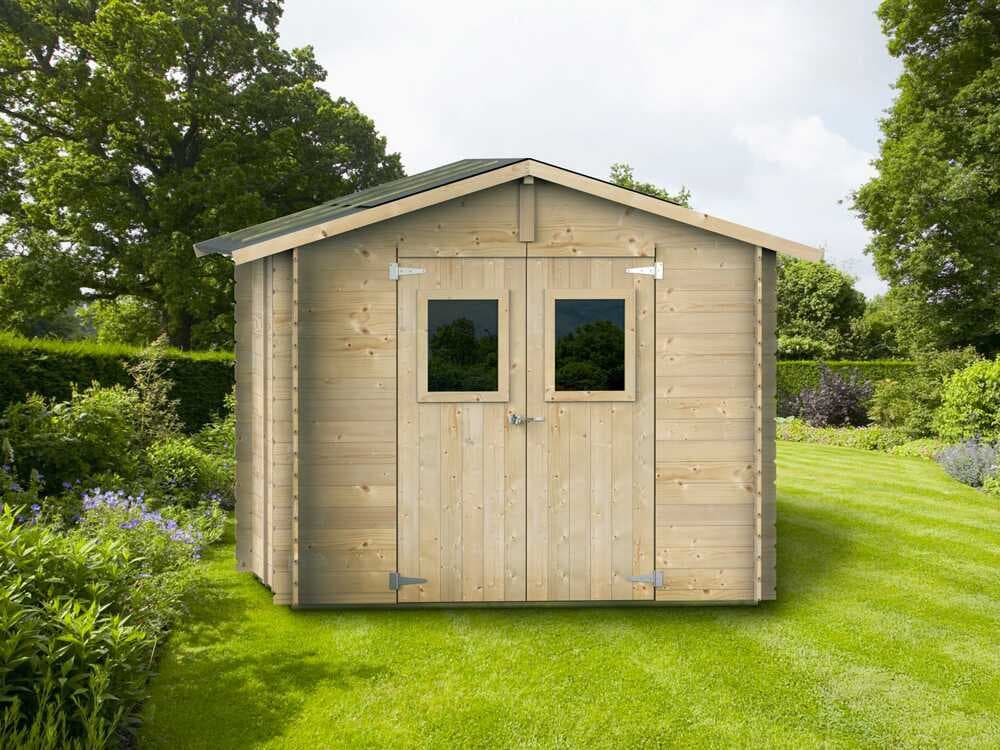 Alce Hobby 248Ă248 â Gartenhaus aus Holz â Mit Fenstern und DoppelflĂŒgeltĂŒr â 248x248x217 cm