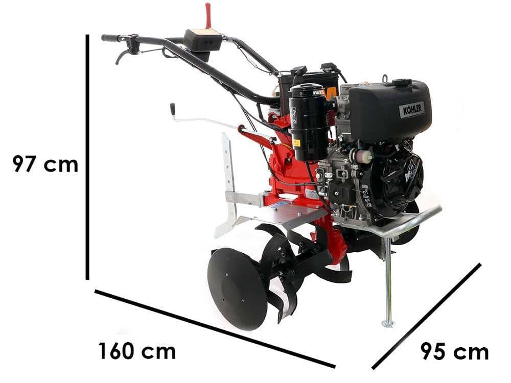GroĂe Diesel-Motorhacke 11 PS â Diesse DS84 Lombardini/Kohler Dieselmotor â mit Elektrostarter