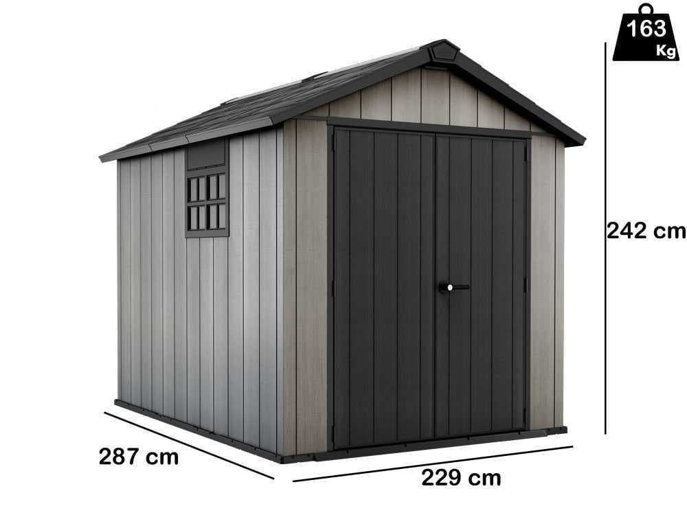Keter Oakland 759 – Gartenhaus aus Duotech – mit Doppeltüren und Fenster – 229x287x242 cm