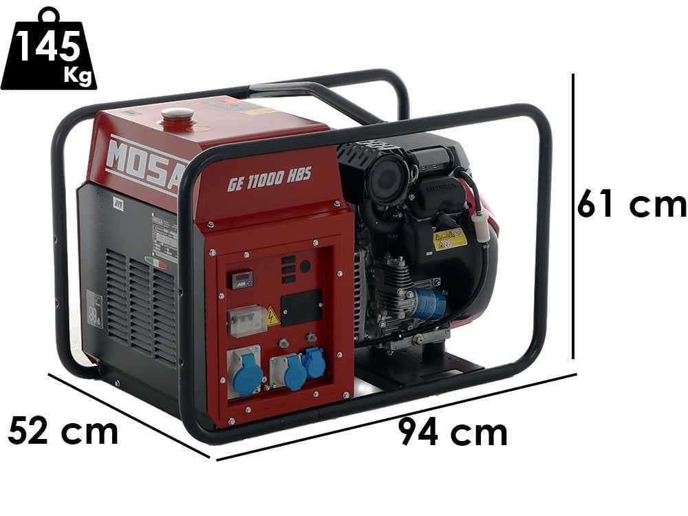 MOSA GE 11000 HBS – Benzin-Stromerzeuger 9.9 kW – Dauerleistung 9 kW – 230V – Honda Motor GX630