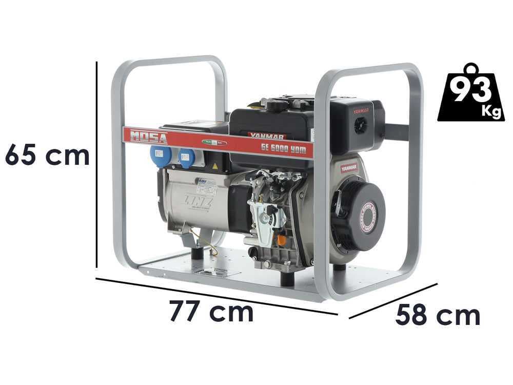 MOSA GE 6000 YDM – Diesel-Stromerzeuger 5.1 kW – Dauerleistung 4.5 kW – 230V – Motor Yanmar L 100 N