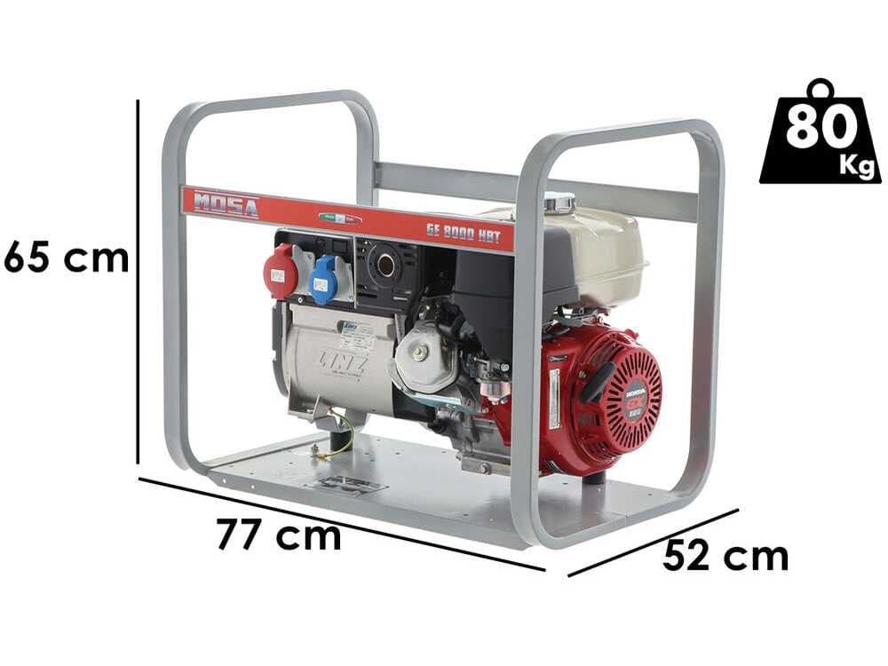MOSA GE 8000 HBT – Benzin-Stromerzeuger 6.4 KW – 400V – Generator Made in Italy – Honda Motor GX390