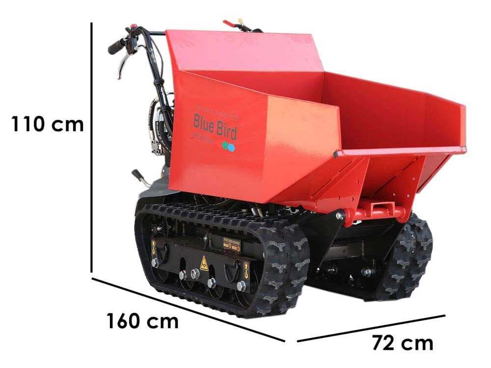 Raupendumper BLUE BIRD Transporter 500 D â Mulde mit 500 kg TragfĂ€higkeit