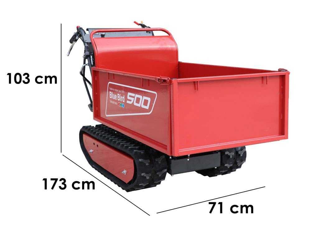 Raupendumper BLUE BIRD Transporter 500 H – Ausziehbare Mulde mit 500 kg Tragfähigheit