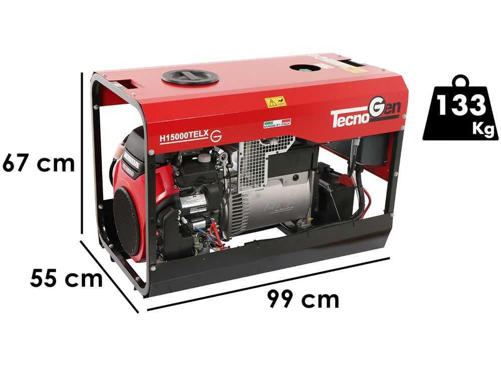TecnoGen H15000TELX – Benzin-Stromerzeuger 10.4 kW – Dauerleistung 9.4 kW 400V