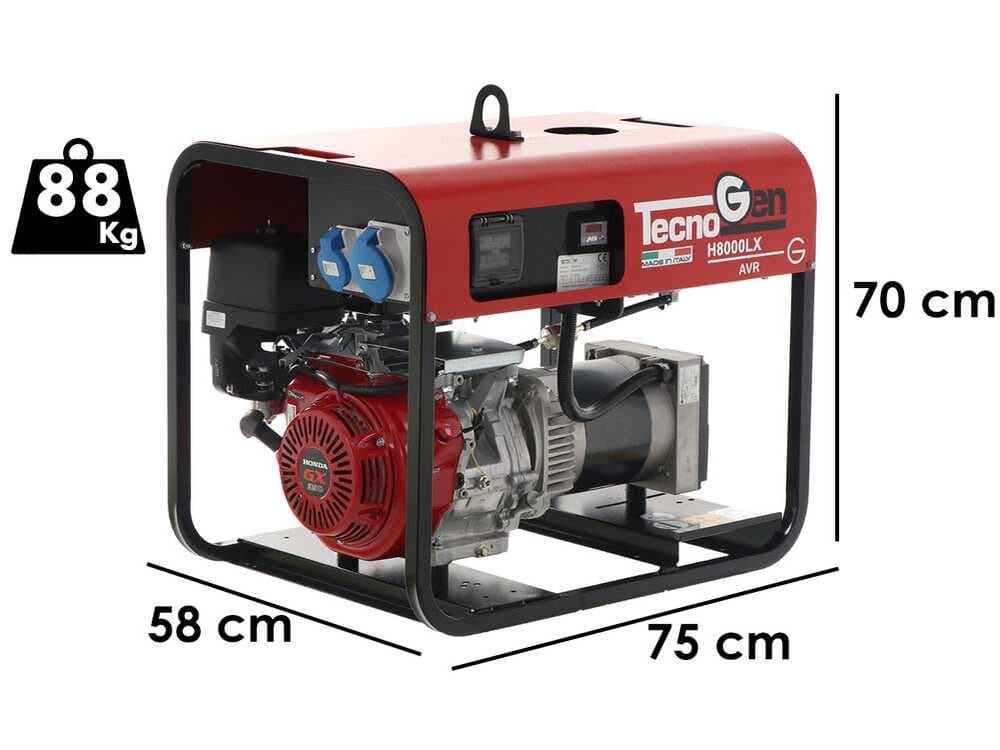 TecnoGen H8000LX – Benzin-Stromerzeuger 5.8 kW – Dauerleistung 5.2 kW – 230V