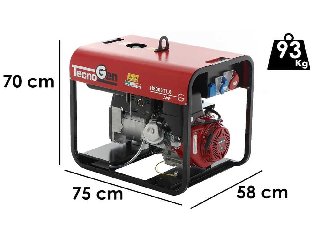 TecnoGen H8000TLX – Benzin- Stromerzeuger 6 kW – Dauerleistung 5.4 kW – 400V