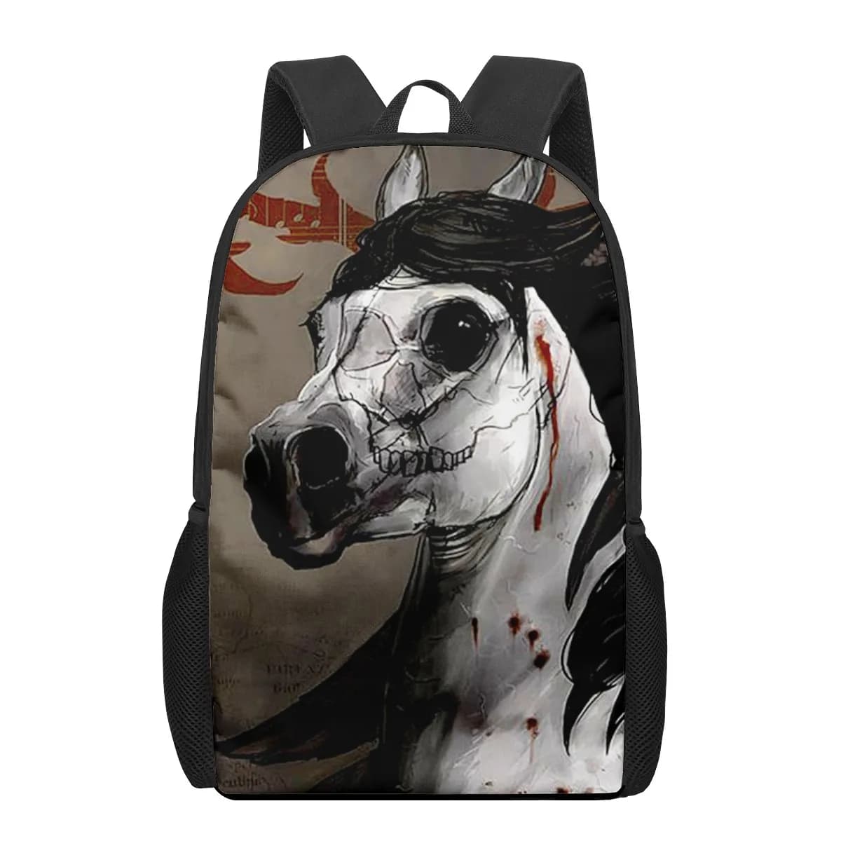 Beige Rugzak met Artistieke Paardenprint
