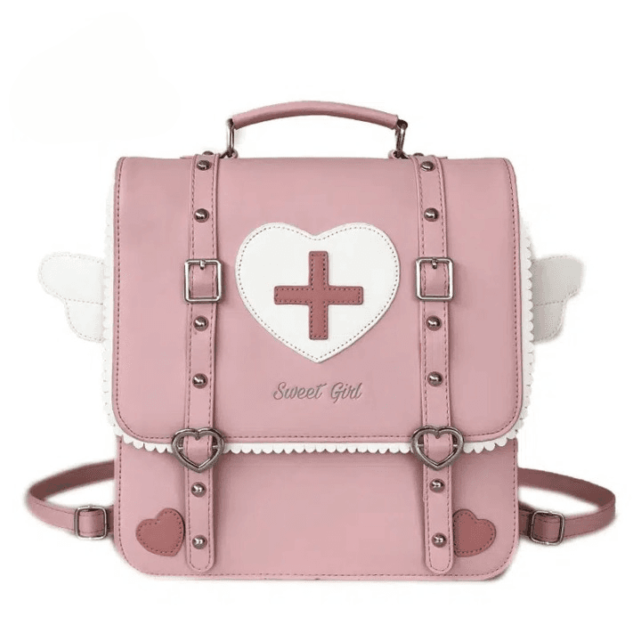 Kawaii Schooltas Simili-Leder met Hartjes