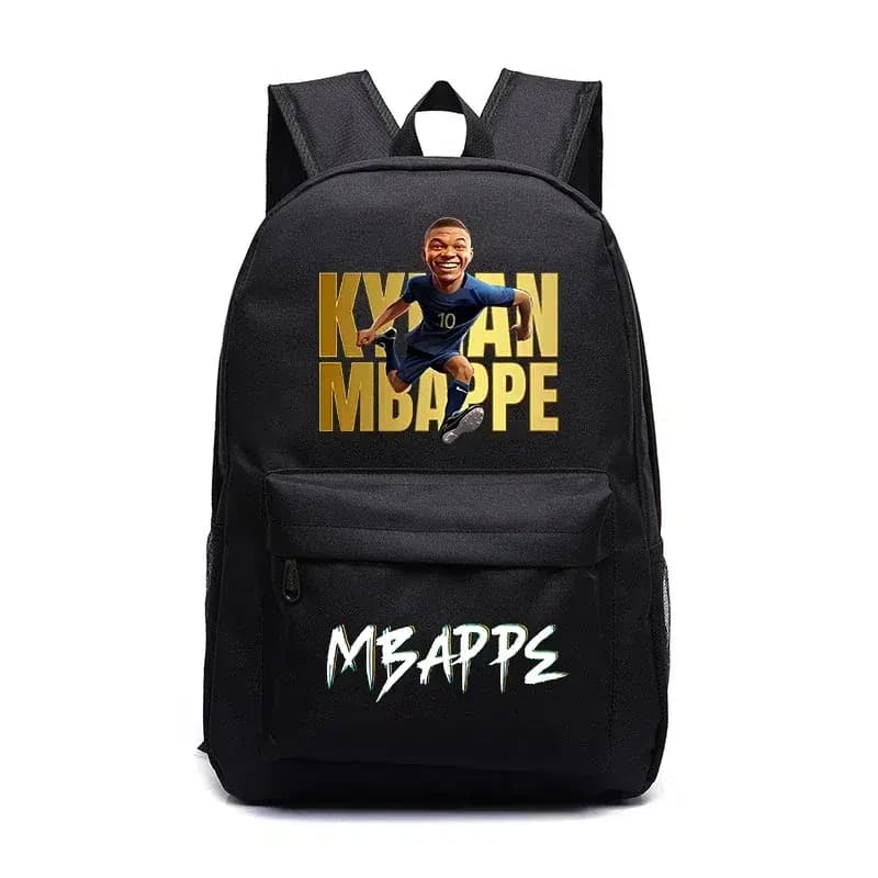 Zwarte voetbalrugzak met spelerillustratie