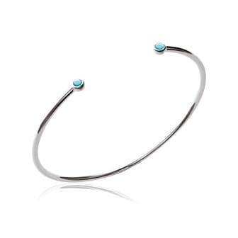 BRACELET JONC PIERRES TURQUOISE ARGENT OU PLAQUE OR -