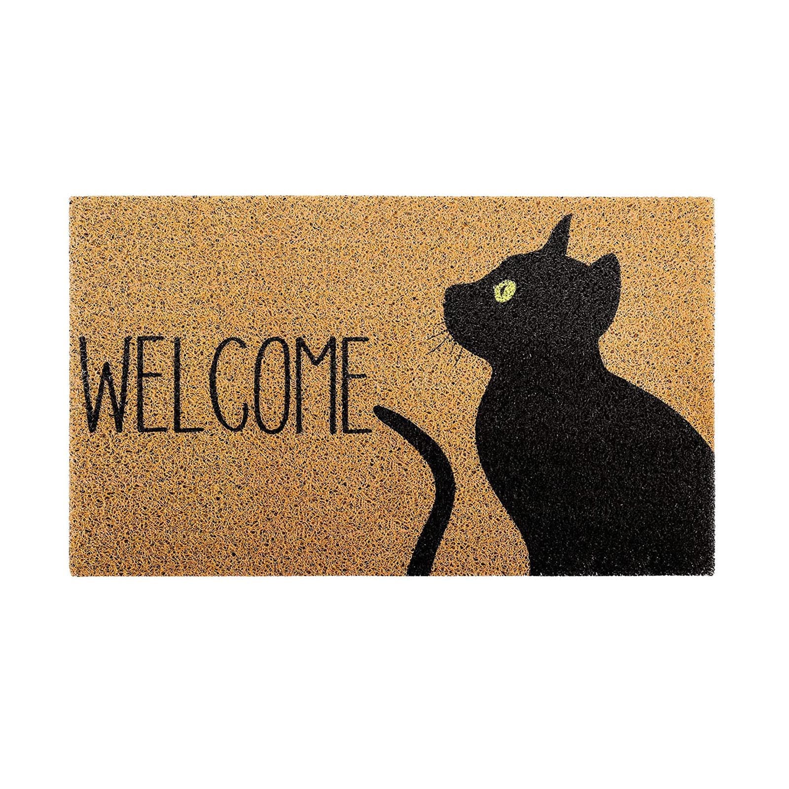 Paillasson chat noir "welcome"