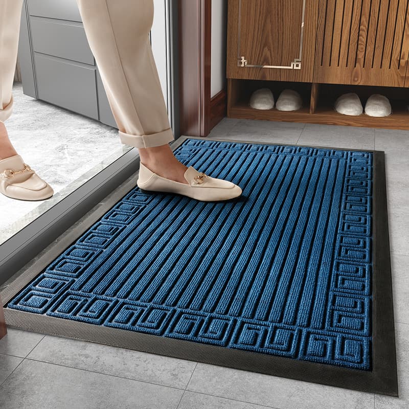 Paillasson d'extérieur bleu motifs grecques - S
