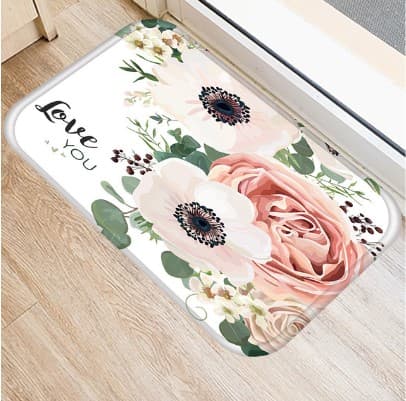 Paillasson d'intérieur à fleurs avec message