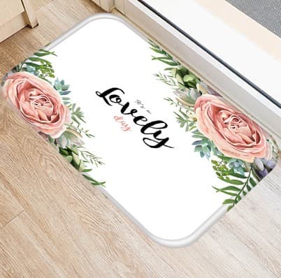 Paillasson d'intérieur message à fleurs